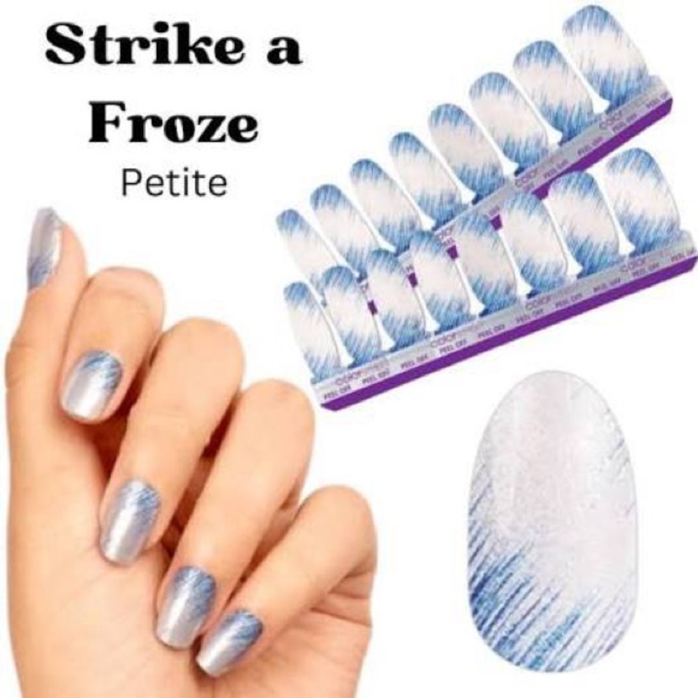 Color Street Strike a Froze Petite Silver & Blue Nail Wraps
